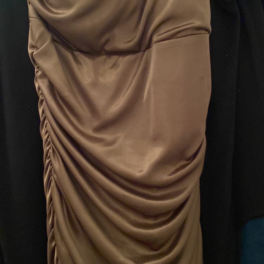 Poly 👗One Shoulder Brown Copper Color Dress - Picture 7 of 8
